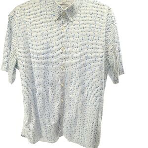 Jos A Bank Stretch Fit Mens Button-Down Short Sleeve Shirt Sailboat Nice!  XL